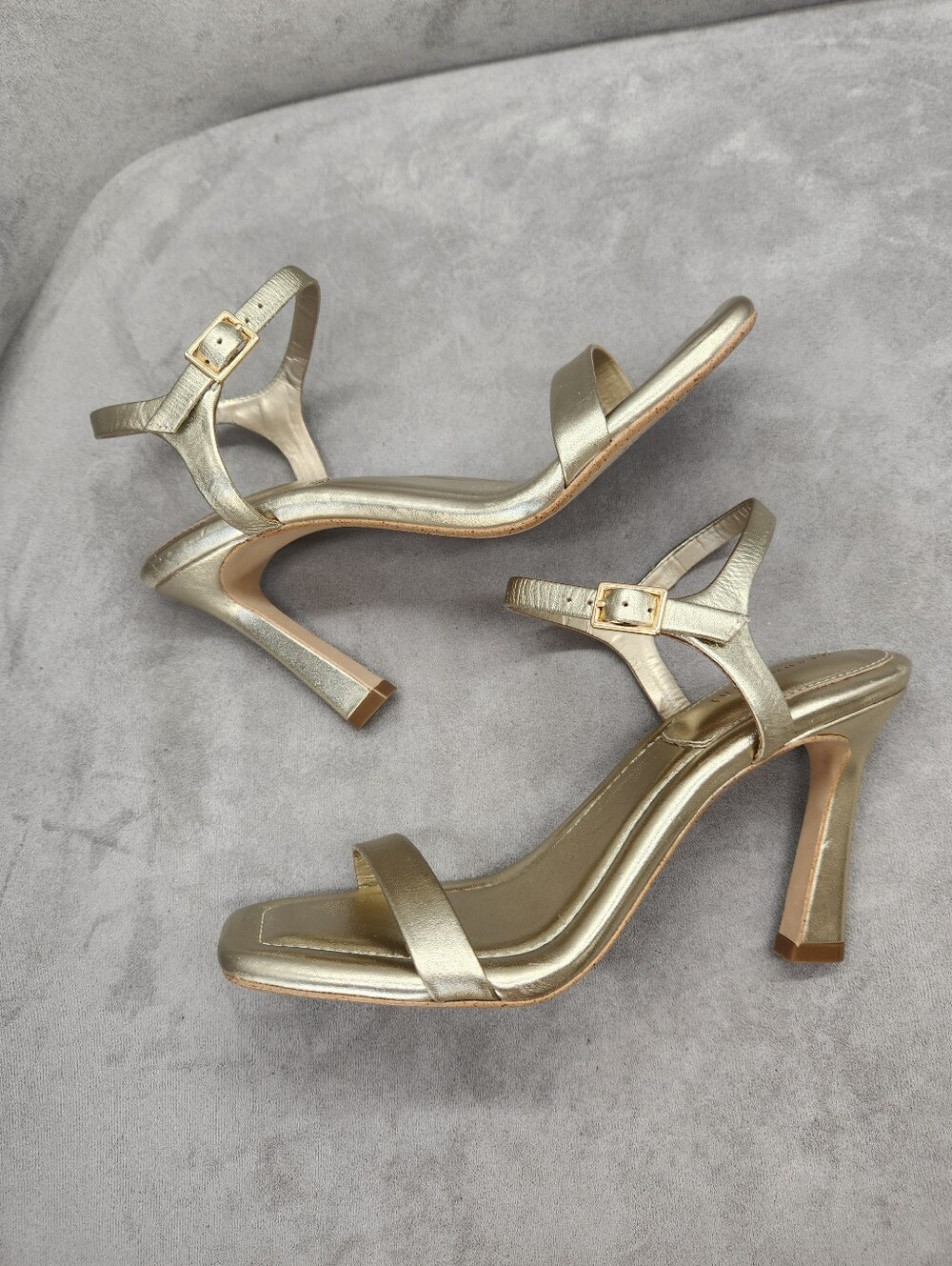 Gianni Bini Heeled Sandals 8.5 Golden Leather Blakye Strappy Dressy New $110